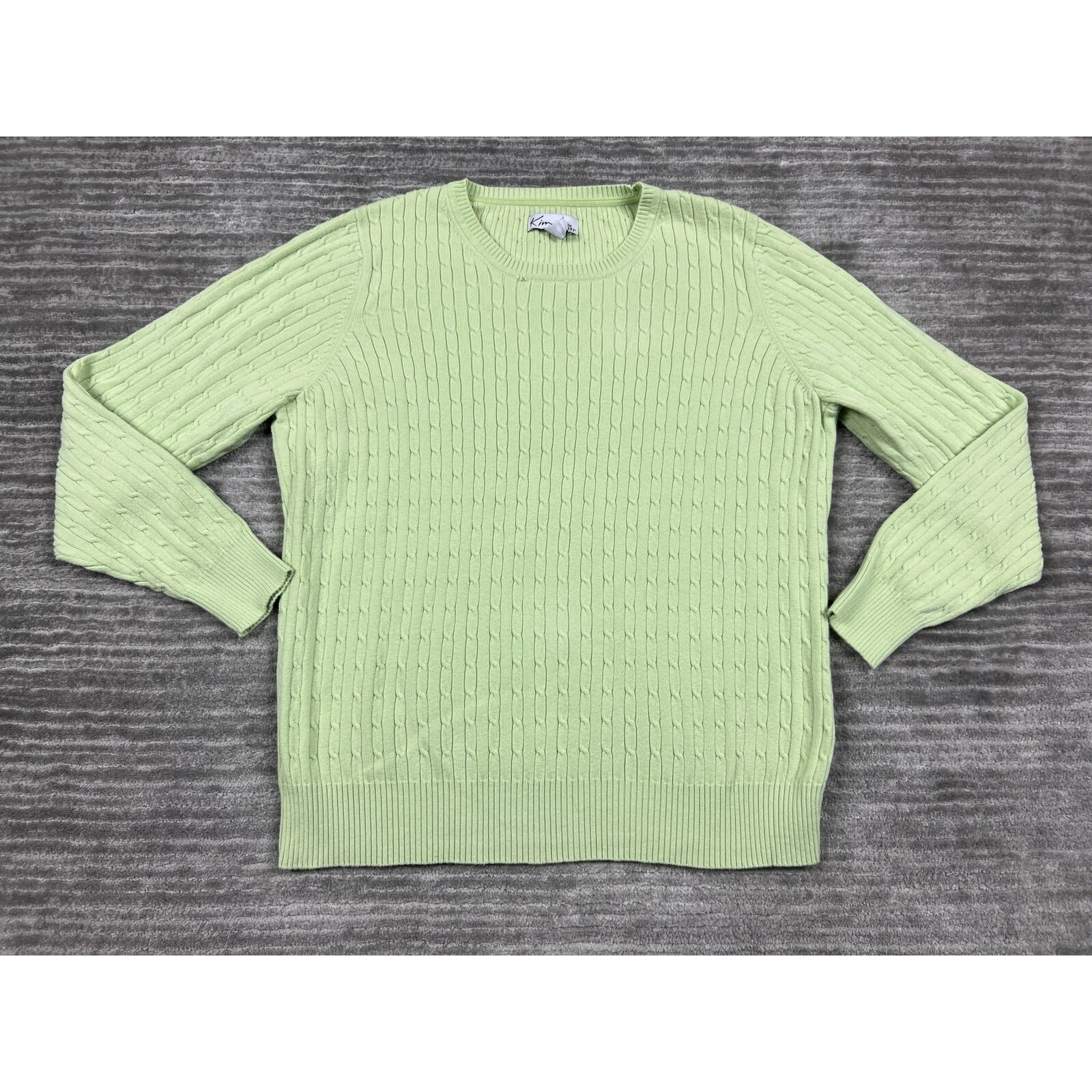 Kim Rogers Sweater Womens Pxl Petite Extra Large Green Long Sleeve Cotton